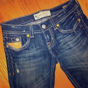 Mek Denim Jeans with leather pocket detail